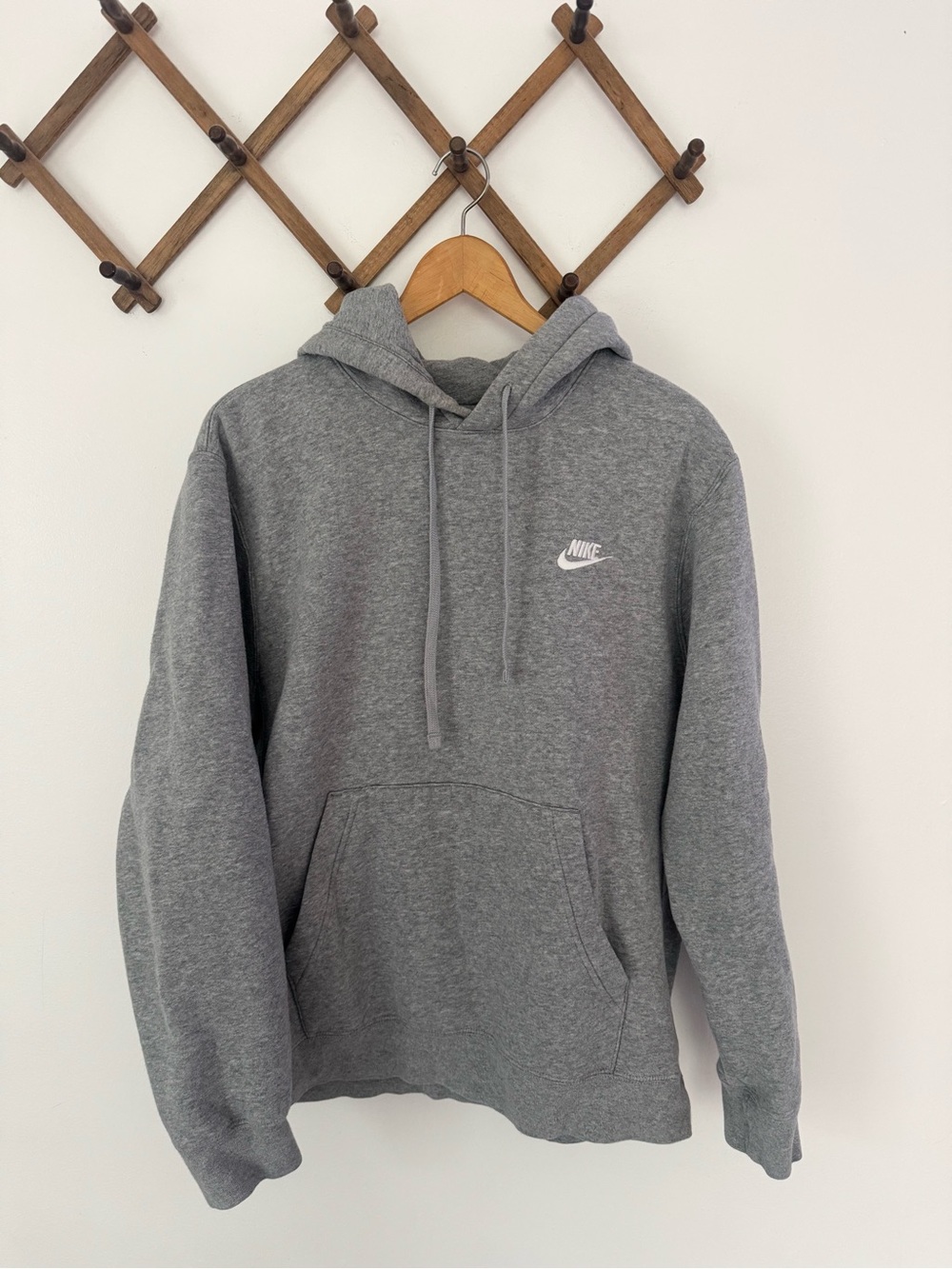 Nike Grey Pullover Hoodie with Small White Logo